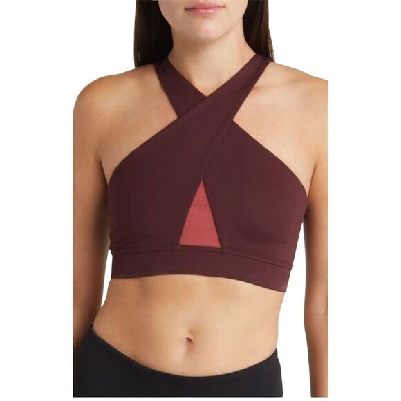 Nike Women's Medium Support Sports Bra M Burgandy Crossback Yoga/Cardio - Picture 1 of 10